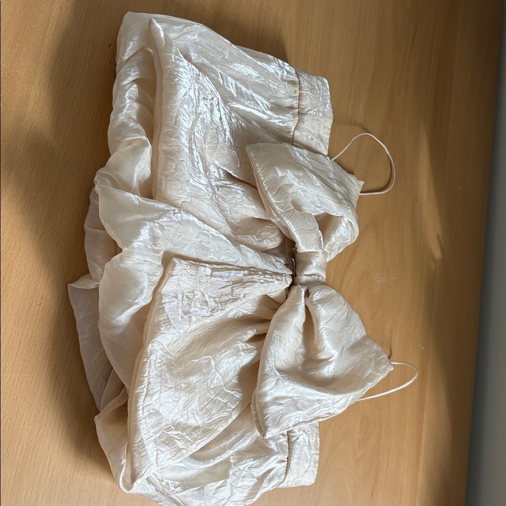 NWT Strapless Shimmery Champagne Bow Top